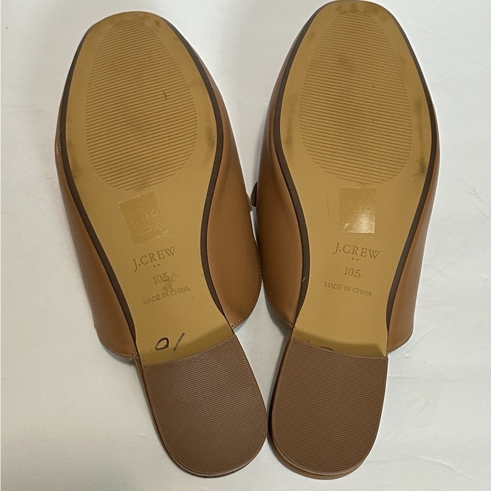 J. Crew Women's Brown Leather Mules with Gold Accent sz - Picture 9 of 11
